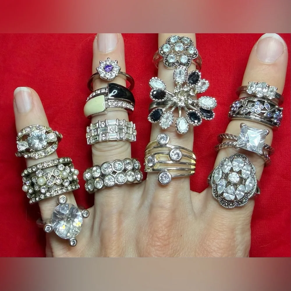 Vintage 90s Costume Jewelry Ring Lot of 14